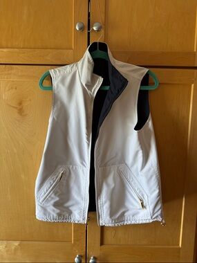 Women's White Reversible Vest with Blue Lining